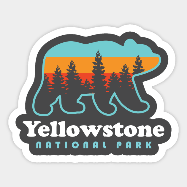 Yellowstone National Park Bear Retro Sticker by PodDesignShop